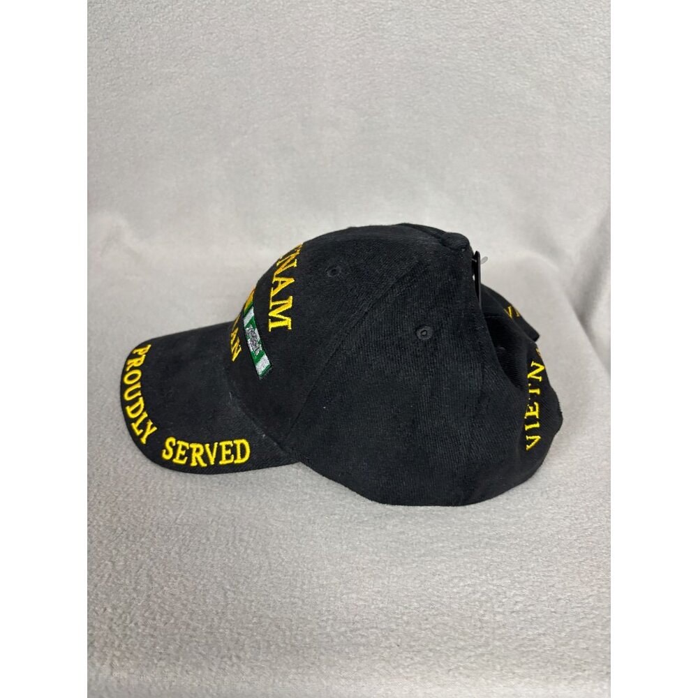 Vietnam Veteran Black Hat With Proudly Served Campaign Ribbons Embroidery OS NWT - Picture 3 of 6